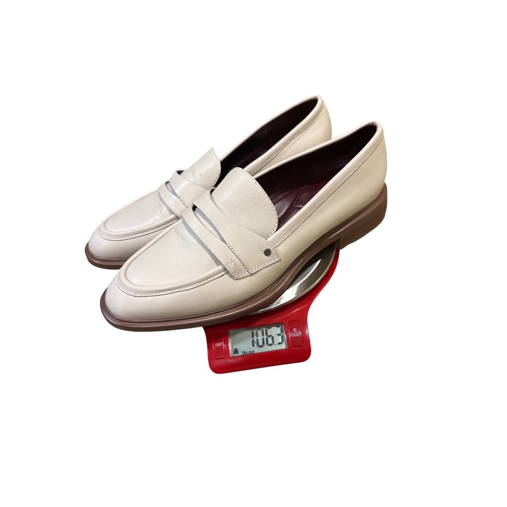 Franco Sarto Womens Cream Leather Penny Loafers Size 8M Off White Shoes